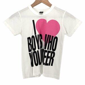 Chaser girl's white graphic I love boys who volunteer slogan t-shirt 6 or small